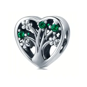 Rodowany srebrny charms pandora serce heart drzewo życia cyrkonie srebro 925
