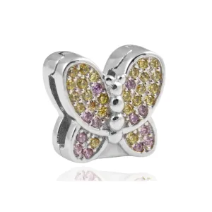 Rodowany srebrny charms do pandora koralik reflexions motyl butterfly cyrkonie srebro 925