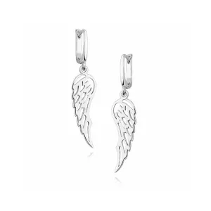 Eleganckie rodowane wiszące srebrne kolczyki celebrytka skrzydła skrzydełka wings srebro 925