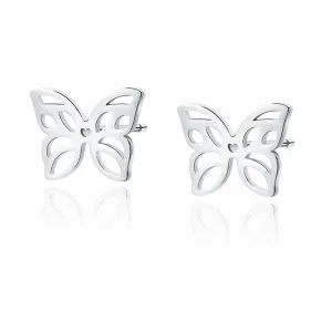 Delikatne rodowane srebrne kolczyki celebrytki ażurowe motylki motyle butterfly srebro 925