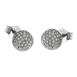 Eleganckie rodowane srebrne kolczyki celebrytki kulki kuleczki balls białe cyrkonie srebro 925