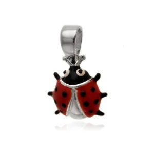 Elegancki emaliowany srebrny wisior wisiorek biedronka ladybug srebro 925
