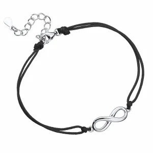 Bransoletka szczęścia celebrytka nieskończoność infinity bawełna srebro 925 Bransoletka szczęścia celebrytka nieskończoność infinity bawełna srebro 925