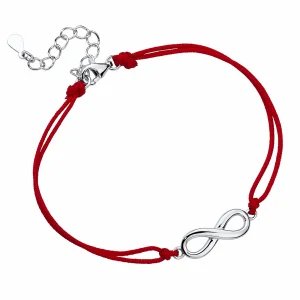 Bransoletka szczęścia celebrytka nieskończoność infinity bawełna srebro 925 Bransoletka szczęścia celebrytka nieskończoność infinity bawełna srebro 925