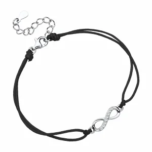 Bransoletka szczęścia celebrytka nieskończoność infinity bawełna cyrkonie srebro 925 Bransoletka szczęścia celebrytka nieskończoność infinity bawełna cyrkonie srebro 925