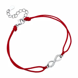 Bransoletka szczęścia celebrytka nieskończoność infinity bawełna cyrkonie srebro 925 Bransoletka szczęścia celebrytka nieskończoność infinity bawełna cyrkonie srebro 925