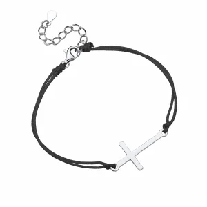 Bransoletka szczęścia celebrytka krzyżyk krzyż cross bawełna srebro 925 Bransoletka szczęścia celebrytka krzyżyk krzyż cross bawełna srebro 925