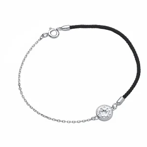 Bransoletka szczęścia celebrytka kółko circle ring bawełna cyrkonie srebro 925 Bransoletka szczęścia celebrytka kółko circle ring bawełna cyrkonie srebro 925