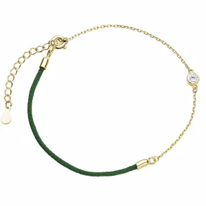 Bransoletka szczęścia celebrytka kółko circle ring bawełna cyrkonie pozłacane srebro 925 Bransoletka szczęścia celebrytka kółko circle ring bawełna cyrkonie pozłacane srebro 925
