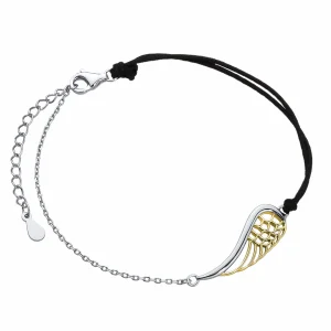 Bransoletka szczęścia celebrytka bawełna skrzydło anioła angel wing srebro 925 Bransoletka szczęścia celebrytka bawełna skrzydło anioła angel wing srebro 925