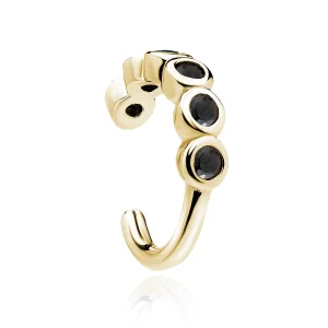 Delikatna pozłacana srebrna nausznica kolczyk na małżowinę ear cuff czarne cyrkonie srebro 925 Delikatna pozłacana srebrna nausznica kolczyk na małżowinę ear cuff czarne cyrkonie srebro 925