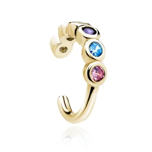 Delikatna pozłacana srebrna nausznica kolczyk na małżowinę ear cuff kolorowe cyrkonie srebro 925 Delikatna pozłacana srebrna nausznica kolczyk na małżowinę ear cuff kolorowe cyrkonie srebro 925