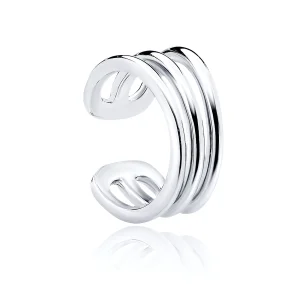 Delikatna rodowana srebrna nausznica kolczyk na małżowinę ear cuff srebro 925 Delikatna rodowana srebrna nausznica kolczyk na małżowinę ear cuff srebro 925