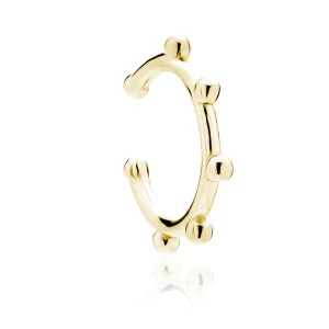 Delikatna pozłacana srebrna nausznica z kulkami kolczyk na małżowinę ear cuff srebro 925 Delikatna pozłacana srebrna nausznica z kulkami kolczyk na małżowinę ear cuff srebro 925