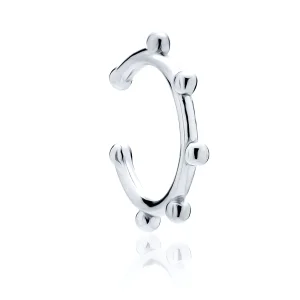 Delikatna rodowana srebrna nausznica z kulkami kolczyk na małżowinę ear cuff srebro 925 Delikatna rodowana srebrna nausznica z kulkami kolczyk na małżowinę ear cuff srebro 925