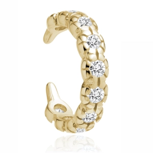 Delikatna pozłacana srebrna nausznica kolczyk na małżowinę ear cuff białe cyrkonie srebro 925 Delikatna pozłacana srebrna nausznica kolczyk na małżowinę ear cuff białe cyrkonie srebro 925